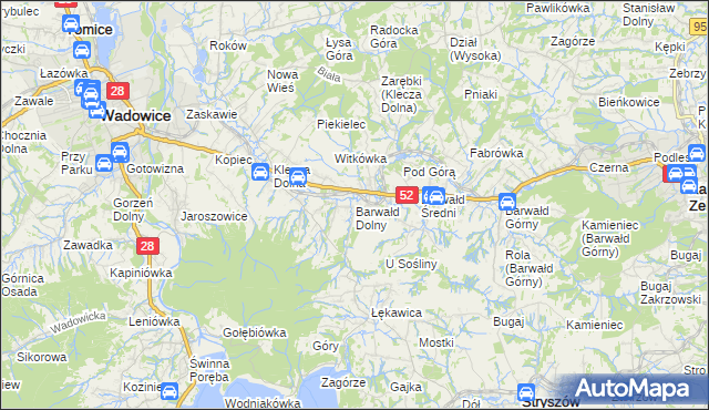 mapa Barwałd Dolny, Barwałd Dolny na mapie Targeo