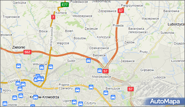 mapa Batowice, Batowice na mapie Targeo