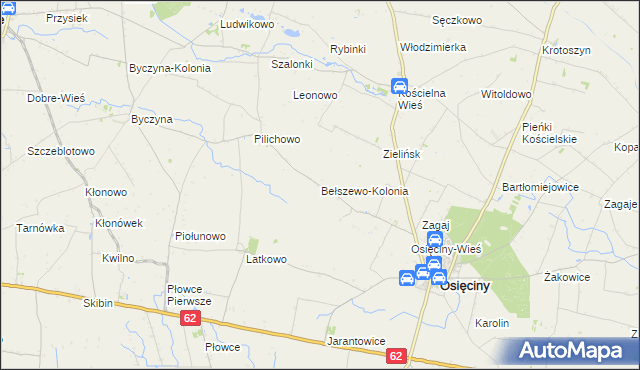 mapa Bełszewo-Kolonia, Bełszewo-Kolonia na mapie Targeo
