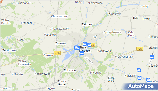 mapa Biała Rawska, Biała Rawska na mapie Targeo