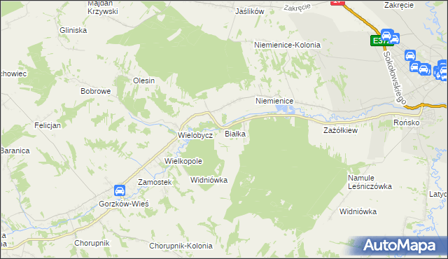 mapa Białka gmina Krasnystaw, Białka gmina Krasnystaw na mapie Targeo