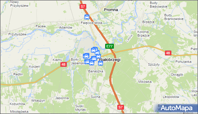mapa Białobrzegi, Białobrzegi na mapie Targeo