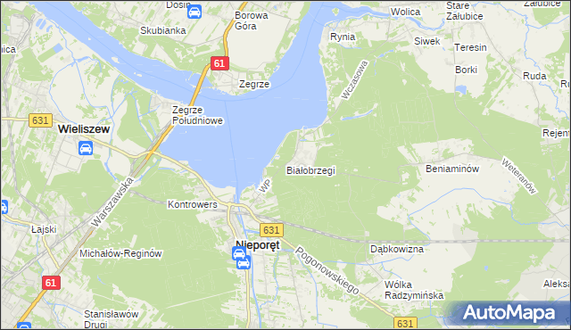 mapa Białobrzegi gmina Nieporęt, Białobrzegi gmina Nieporęt na mapie Targeo