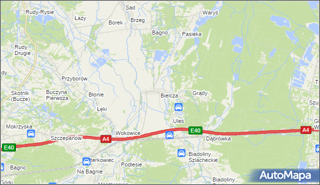 mapa Bielcza, Bielcza na mapie Targeo