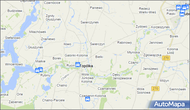mapa Bielki, Bielki na mapie Targeo