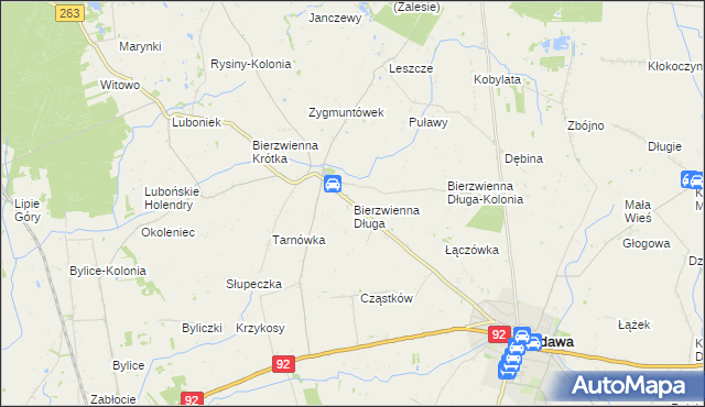 mapa Bierzwienna Długa, Bierzwienna Długa na mapie Targeo