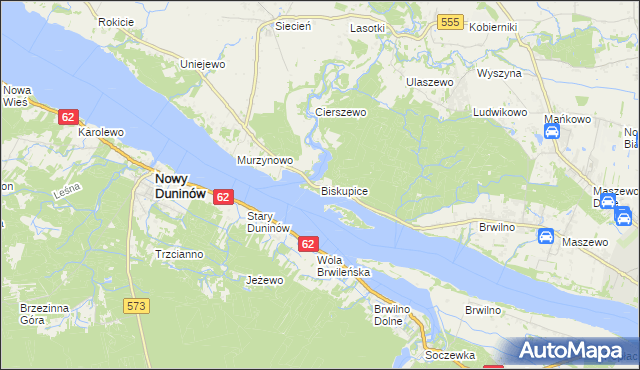 mapa Biskupice gmina Brudzeń Duży, Biskupice gmina Brudzeń Duży na mapie Targeo