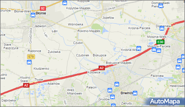 mapa Biskupice gmina Brwinów, Biskupice gmina Brwinów na mapie Targeo