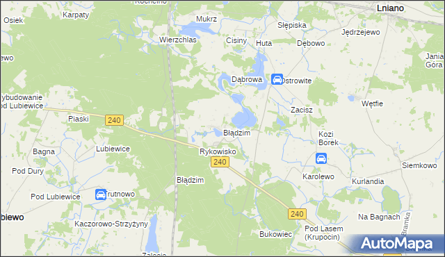 mapa Błądzim gmina Lniano, Błądzim gmina Lniano na mapie Targeo