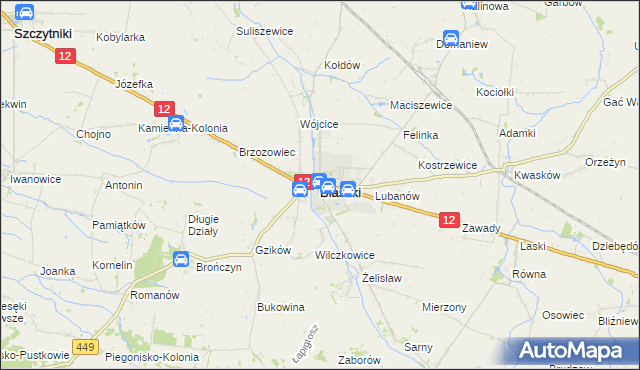mapa Błaszki, Błaszki na mapie Targeo