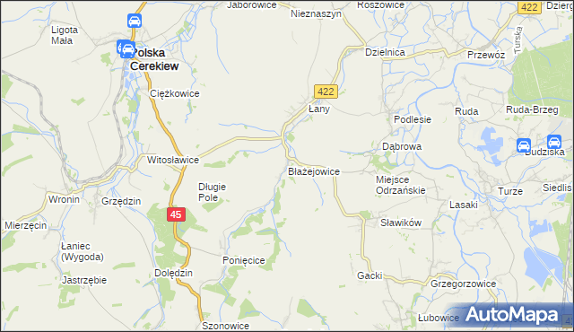 mapa Błażejowice gmina Cisek, Błażejowice gmina Cisek na mapie Targeo