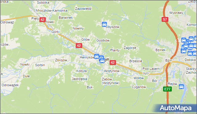 mapa Bliżyn, Bliżyn na mapie Targeo