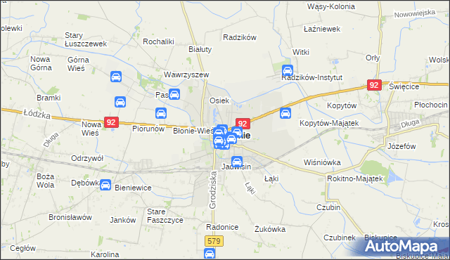 mapa Błonie powiat warszawski zachodni, Błonie powiat warszawski zachodni na mapie Targeo