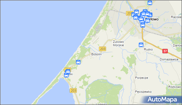 mapa Bobolin gmina Darłowo, Bobolin gmina Darłowo na mapie Targeo