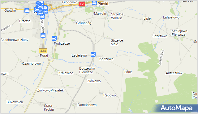 mapa Bodzewo, Bodzewo na mapie Targeo