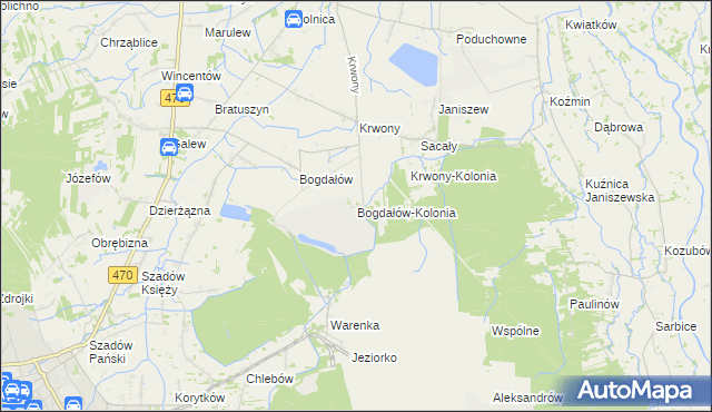 mapa Bogdałów-Kolonia, Bogdałów-Kolonia na mapie Targeo