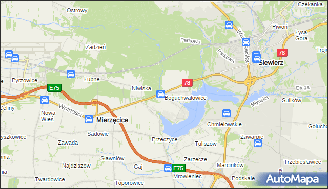 mapa Boguchwałowice, Boguchwałowice na mapie Targeo