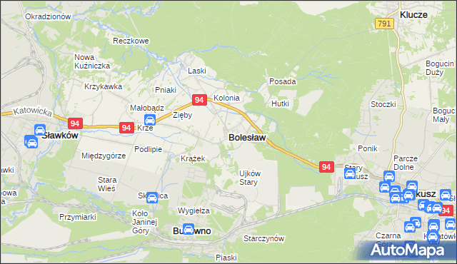 mapa Bolesław powiat olkuski, Bolesław powiat olkuski na mapie Targeo