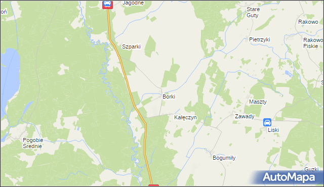 mapa Borki gmina Pisz, Borki gmina Pisz na mapie Targeo