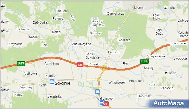 mapa Borki Pichelskie, Borki Pichelskie na mapie Targeo