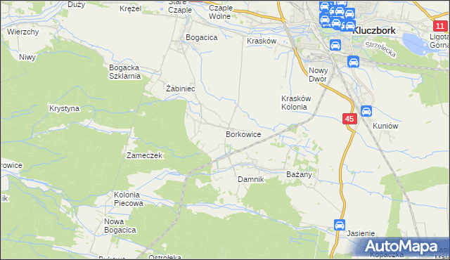 mapa Borkowice gmina Kluczbork, Borkowice gmina Kluczbork na mapie Targeo