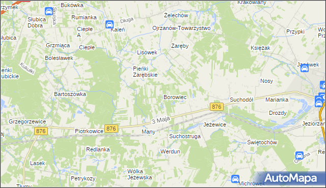 mapa Borowiec gmina Tarczyn, Borowiec gmina Tarczyn na mapie Targeo