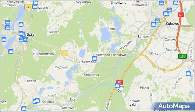 mapa Borowo gmina Kartuzy, Borowo gmina Kartuzy na mapie Targeo