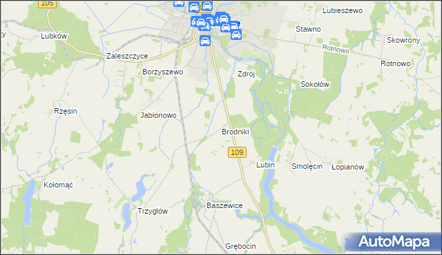 mapa Brodniki gmina Gryfice, Brodniki gmina Gryfice na mapie Targeo
