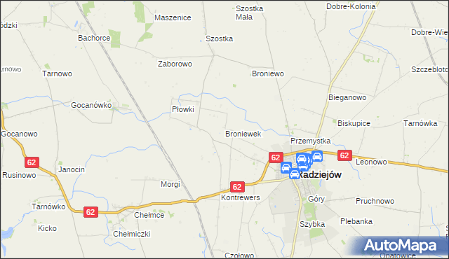 mapa Broniewek, Broniewek na mapie Targeo