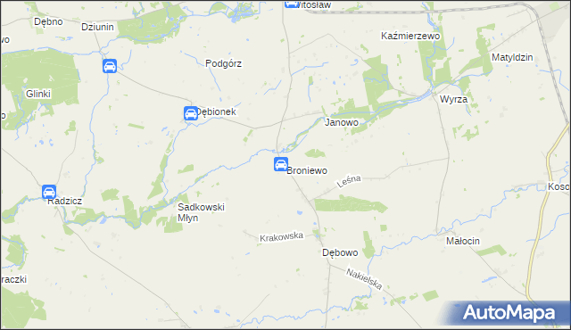 mapa Broniewo gmina Sadki, Broniewo gmina Sadki na mapie Targeo