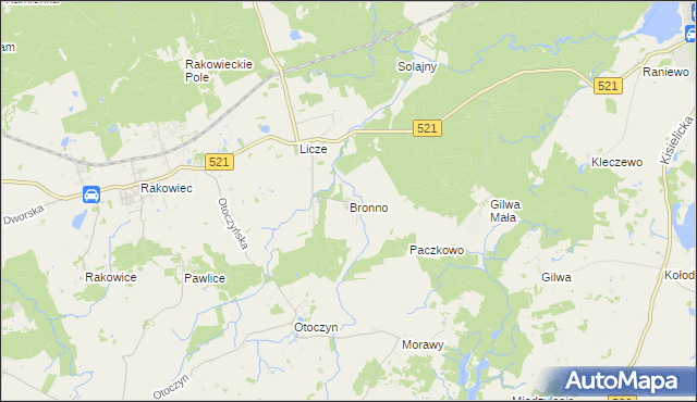 mapa Bronno gmina Kwidzyn, Bronno gmina Kwidzyn na mapie Targeo