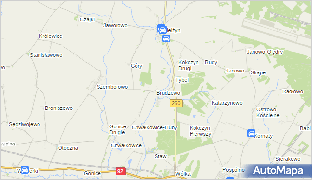 mapa Brudzewo gmina Strzałkowo, Brudzewo gmina Strzałkowo na mapie Targeo