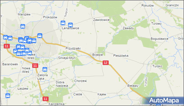 mapa Brzezie gmina Pleszew, Brzezie gmina Pleszew na mapie Targeo