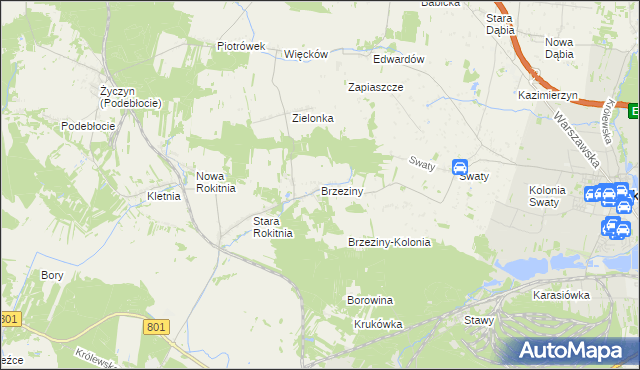 mapa Brzeziny gmina Stężyca, Brzeziny gmina Stężyca na mapie Targeo