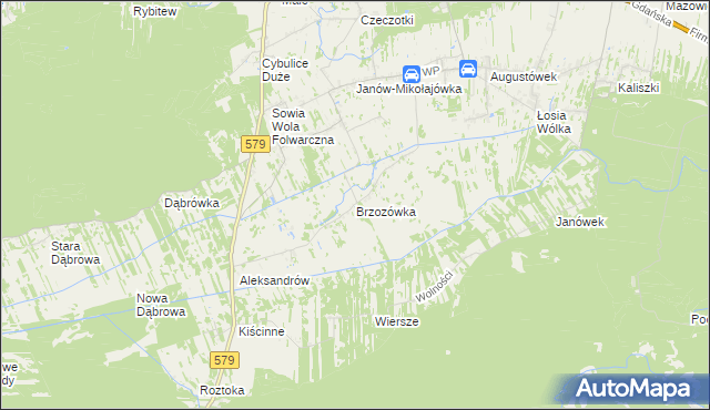 mapa Brzozówka gmina Czosnów, Brzozówka gmina Czosnów na mapie Targeo