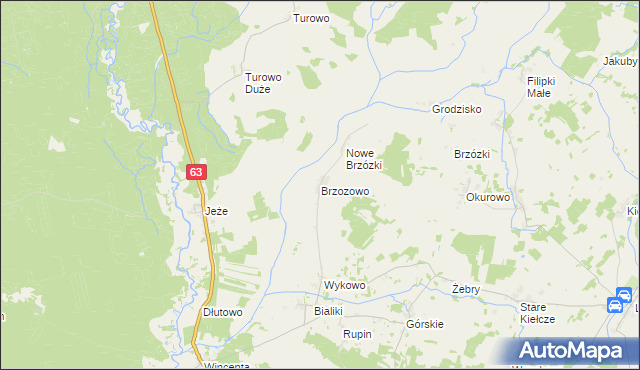 mapa Brzozowo gmina Kolno, Brzozowo gmina Kolno na mapie Targeo