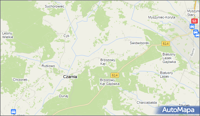 mapa Brzozowy Kąt gmina Czarnia, Brzozowy Kąt gmina Czarnia na mapie Targeo