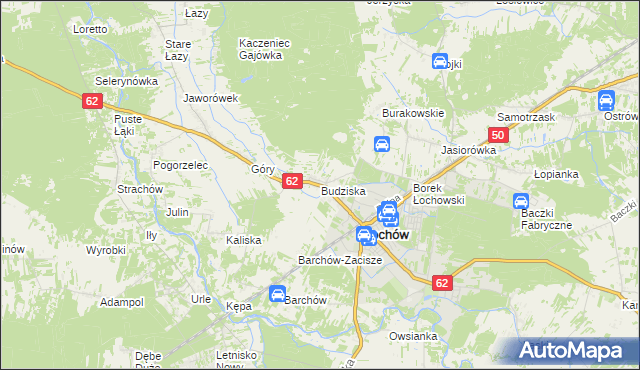 mapa Budziska gmina Łochów, Budziska gmina Łochów na mapie Targeo