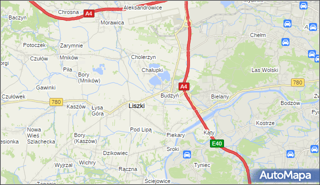 mapa Budzyń gmina Liszki, Budzyń gmina Liszki na mapie Targeo