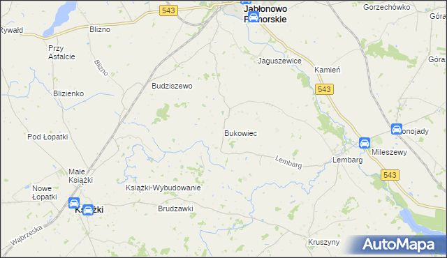 mapa Bukowiec gmina Jabłonowo Pomorskie, Bukowiec gmina Jabłonowo Pomorskie na mapie Targeo