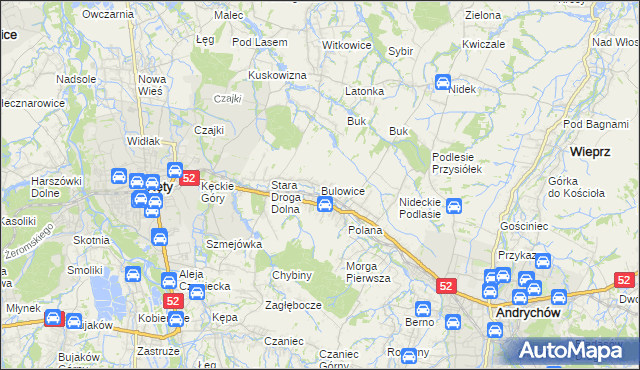 mapa Bulowice, Bulowice na mapie Targeo