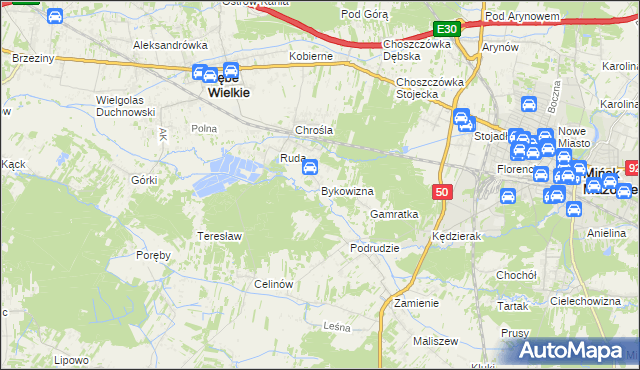 mapa Bykowizna, Bykowizna na mapie Targeo