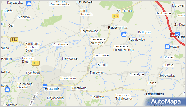 mapa Bystrowice, Bystrowice na mapie Targeo