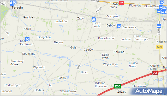 mapa Cegłów gmina Baranów, Cegłów gmina Baranów na mapie Targeo