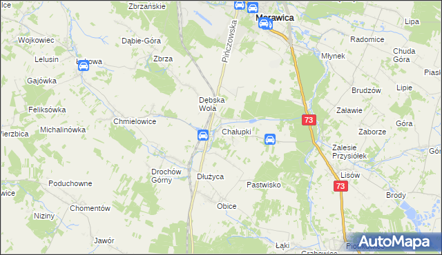 mapa Chałupki gmina Morawica, Chałupki gmina Morawica na mapie Targeo