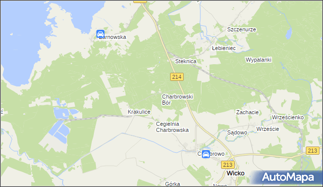 mapa Charbrowski Bór, Charbrowski Bór na mapie Targeo