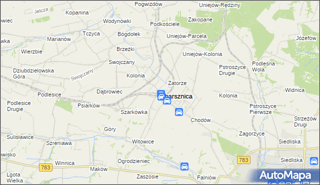 mapa Charsznica, Charsznica na mapie Targeo