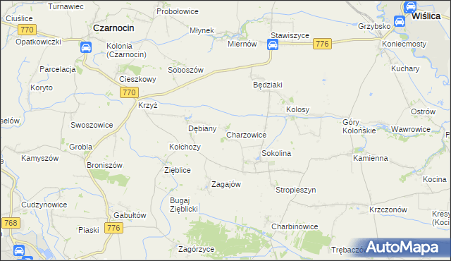 mapa Charzowice, Charzowice na mapie Targeo