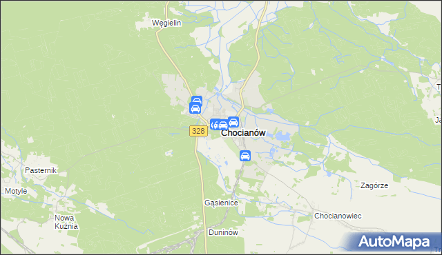 mapa Chocianów, Chocianów na mapie Targeo