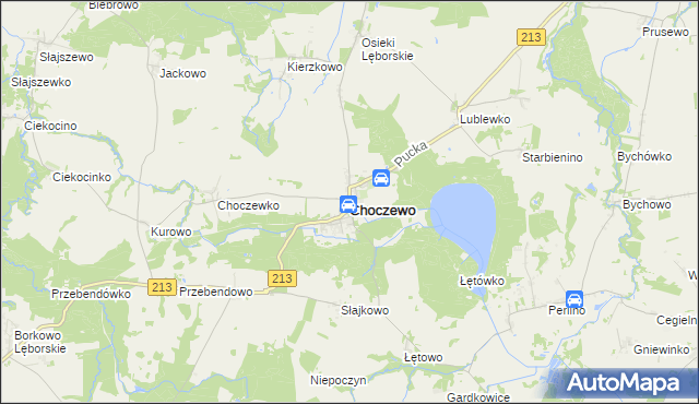 mapa Choczewo, Choczewo na mapie Targeo
